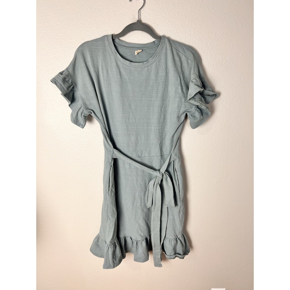 Wishlist Ruffle Sleeve Blue Tie Waist Dress Small Knee‎ Length Casual